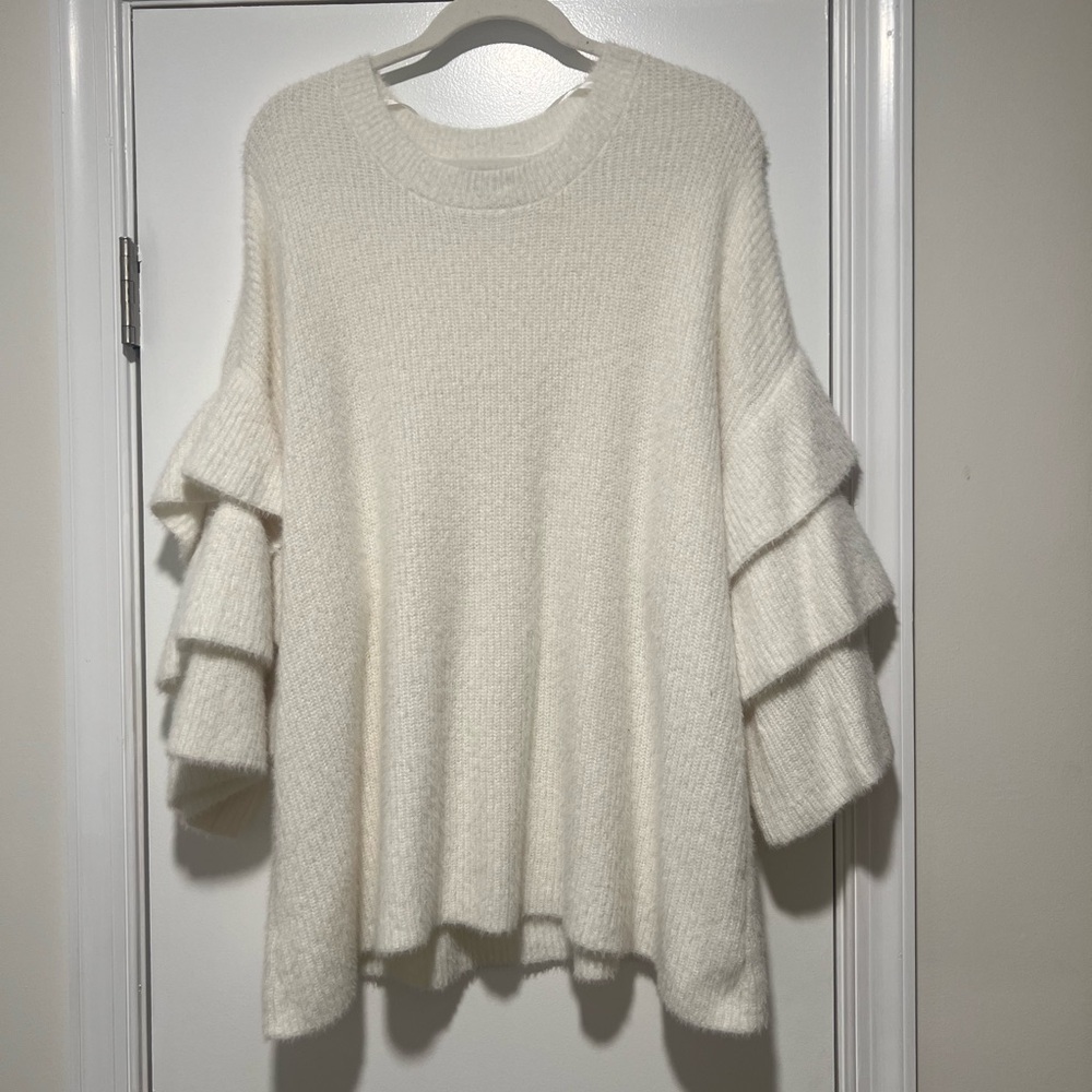 Lane Bryant Cream Sweater with Layered Sleeves